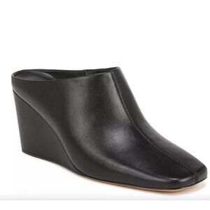 Vince Alana Wedge Mule Black Leather Size 6.5